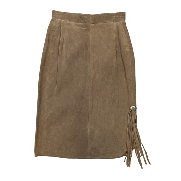 Vintage Suede Skirt with Fringe Slit - Picture 1 of 4